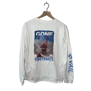Crazy Shirts Ski Shirt Gone Skiing Vail Santa Long Sleeve White Tee S Small